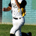 Outfielder Blake Tweedt catches a flyball.