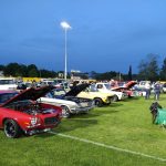 Showcasing cars in the outfield during the 2024 Kool April Nites Show & Shine at Tiger Field.