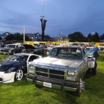 Showcasing cars in the outfield during the 2024 Kool April Nites Show & Shine at Tiger Field.