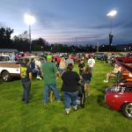 Showcasing cars in the outfield during the 2024 Kool April Nites Show & Shine at Tiger Field.
