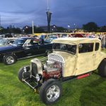 Showcasing cars in the outfield during the 2024 Kool April Nites Show & Shine at Tiger Field.
