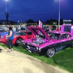 Showcasing cars in the outfield during the 2024 Kool April Nites Show & Shine at Tiger Field.