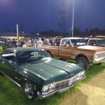 Showcasing cars in the outfield during the 2024 Kool April Nites Show & Shine at Tiger Field.
