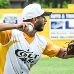 Third baseman Brandon Zanni fields a ground ball and prepares to throw out the runner (versus TKB Baseball on 2024-06-02 courtesy of Bill Wagner).