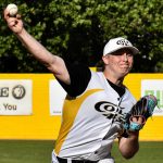 Right-handed pitcher Ty Cooke delivering to the plate (versus the Fairfield Indians on 2024-06-16 courtesy of Bill Wagner).