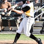 Hitter McGuire Smith connects with the ball (versus the Fairfield Indians on 2024-06-16 courtesy of Bill Wagner).